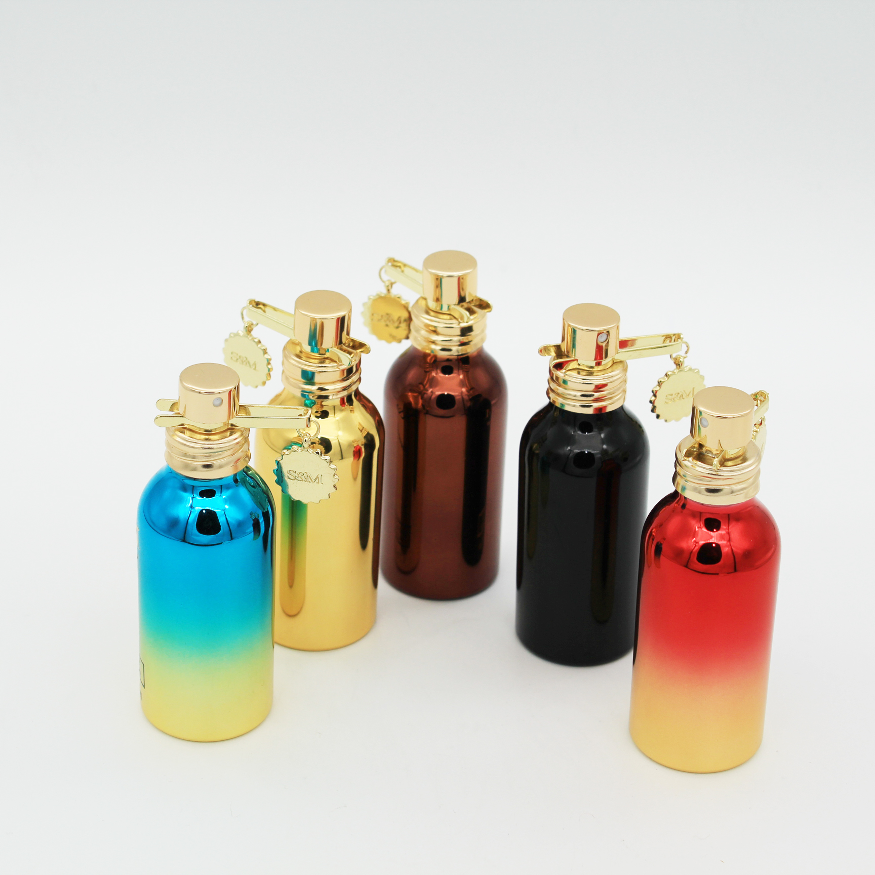 wholesale cosmetic packaging multi color 100ml spray aluminium perfume bottle