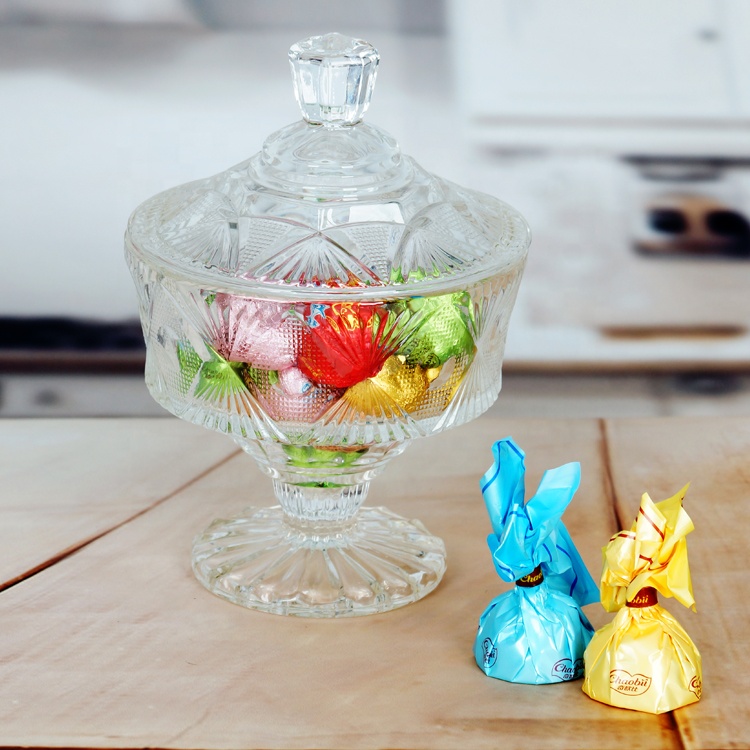 wholesale crystal glass candy jar and lids