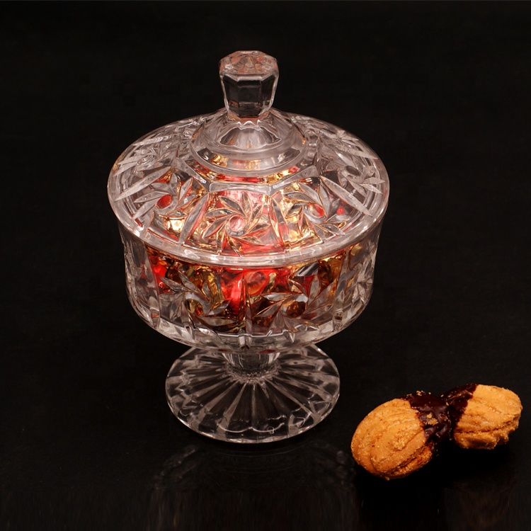 wholesale crystal glass candy jar and lids