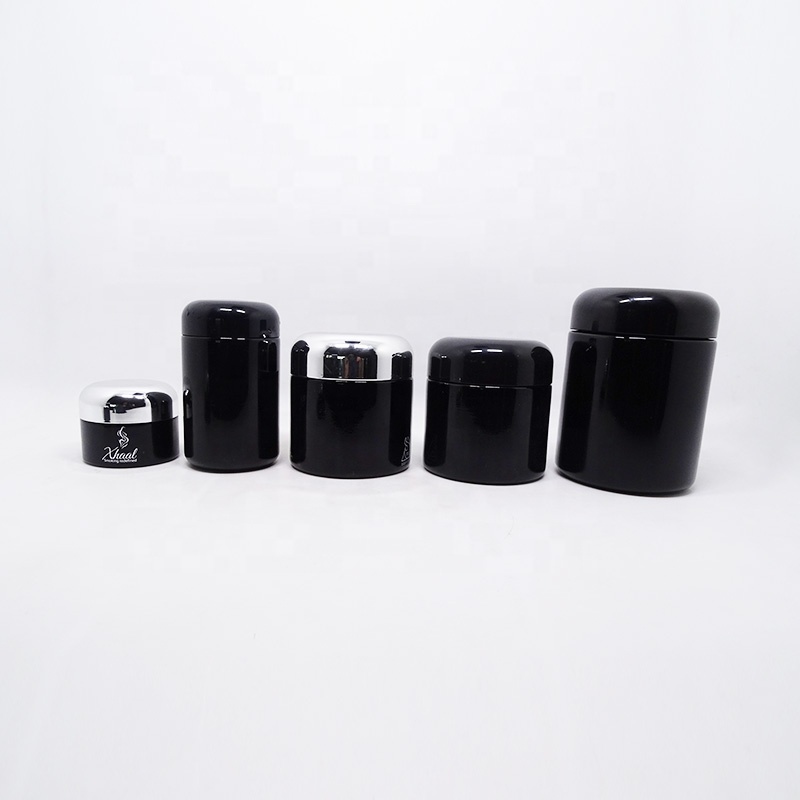 wholesale custom 250g empty dark violet cosmetic uv face cream glass jars for skincare packaging
