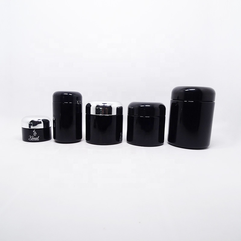 wholesale custom 250g empty dark violet cosmetic uv face cream glass jars for skincare packaging