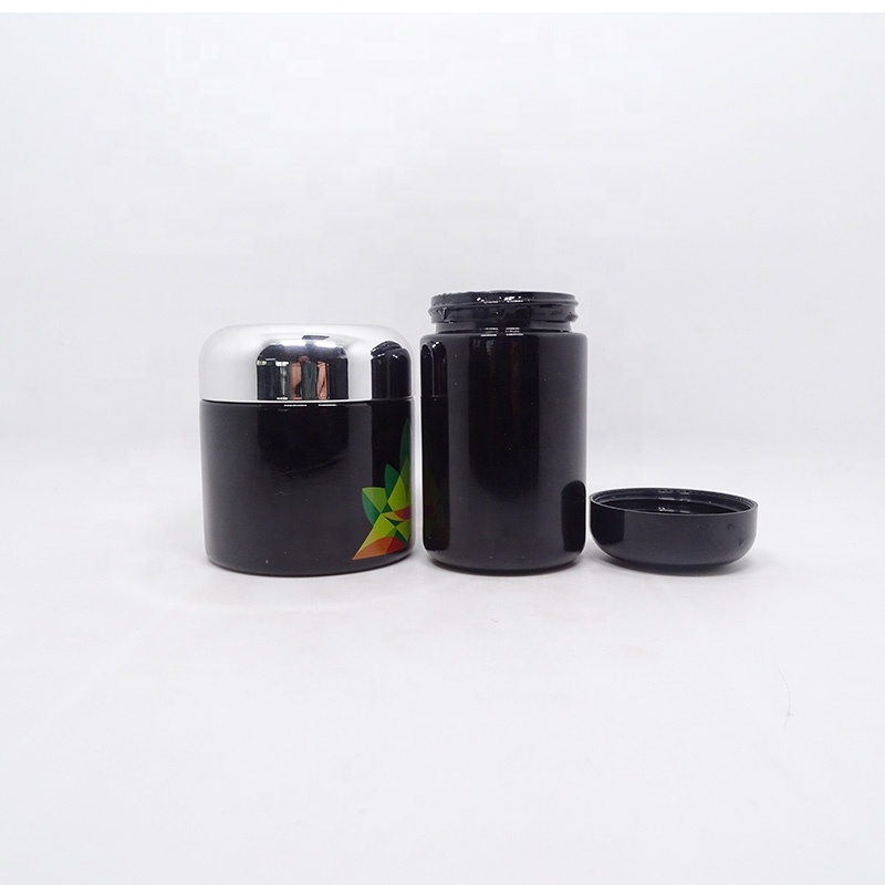 wholesale custom 250g empty dark violet cosmetic uv face cream glass jars for skincare packaging