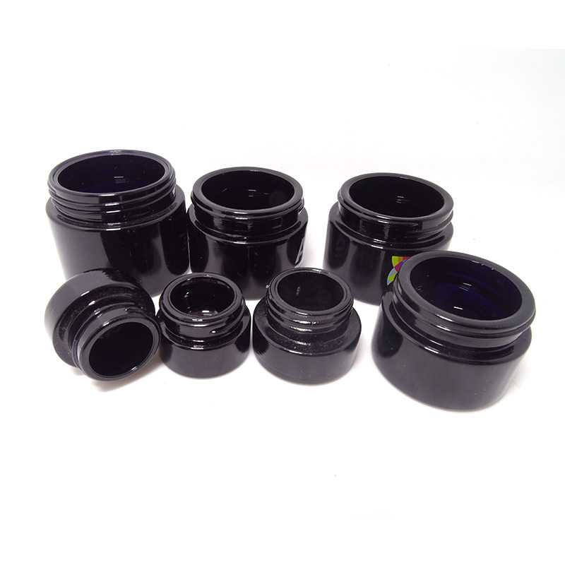 wholesale custom 5ml 10ml cosmetic packaging dark violet glass blush jars for eye cream serum