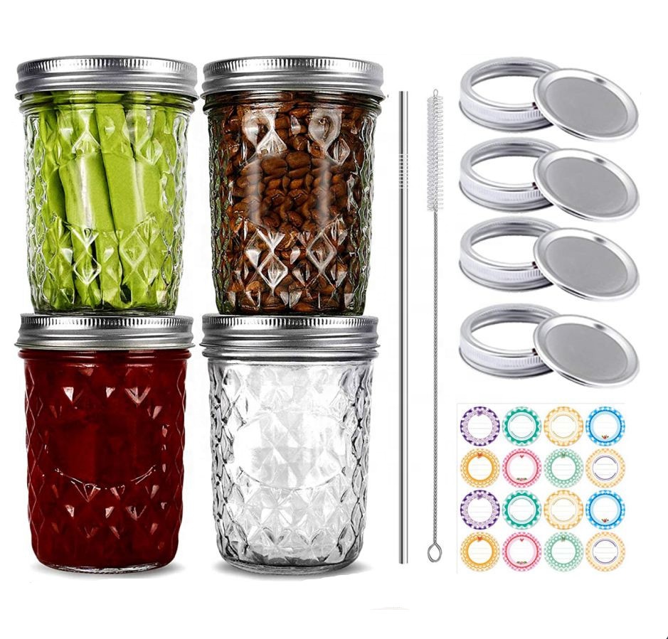 wholesale custom Amazon HOT Selling Glass Wide Mouth Jars with Silver Metal Airtight Lids