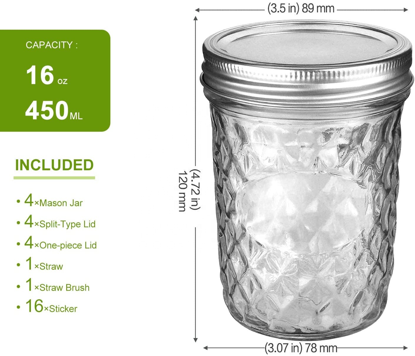 wholesale custom Amazon HOT Selling Glass Wide Mouth Jars with Silver Metal Airtight Lids