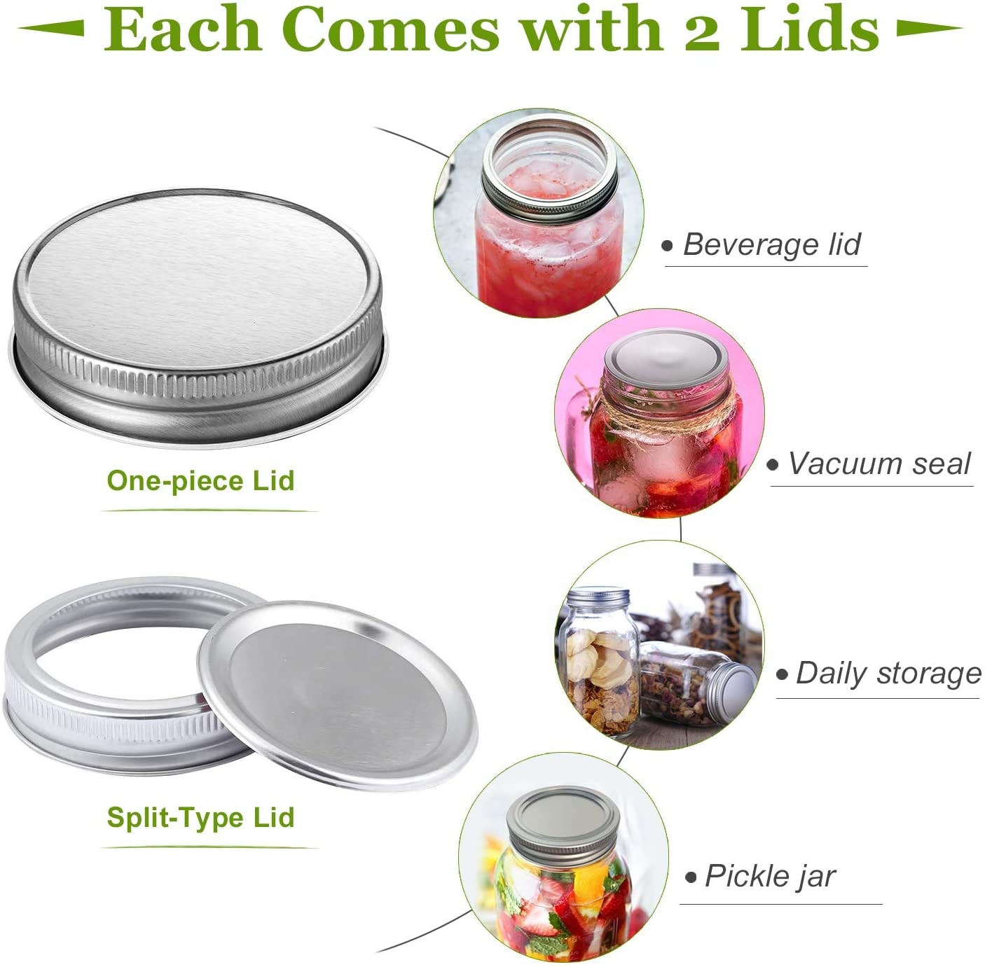 wholesale custom Amazon HOT Selling Glass Wide Mouth Jars with Silver Metal Airtight Lids