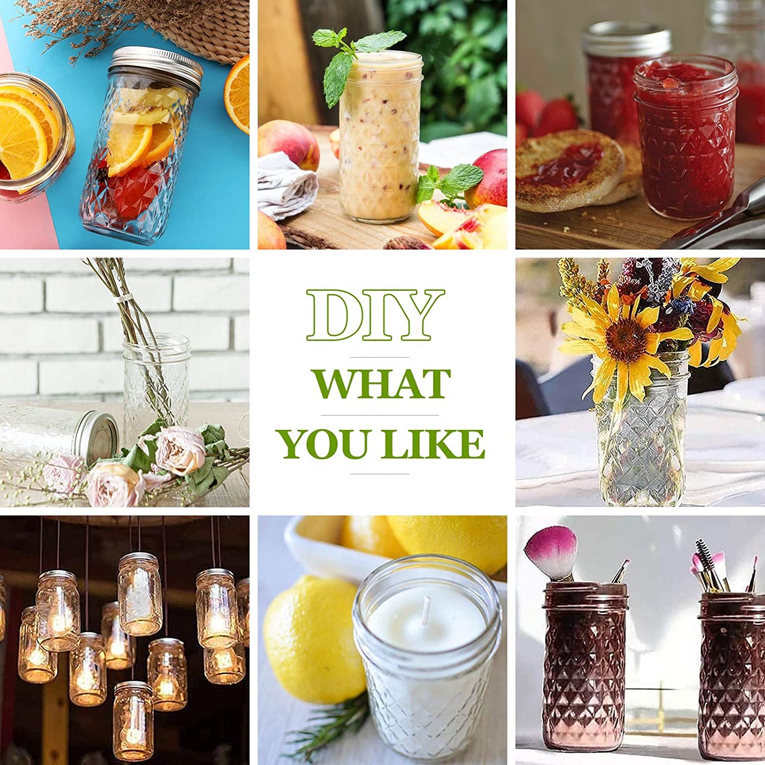 wholesale custom Amazon HOT Selling Glass Wide Mouth Jars with Silver Metal Airtight Lids