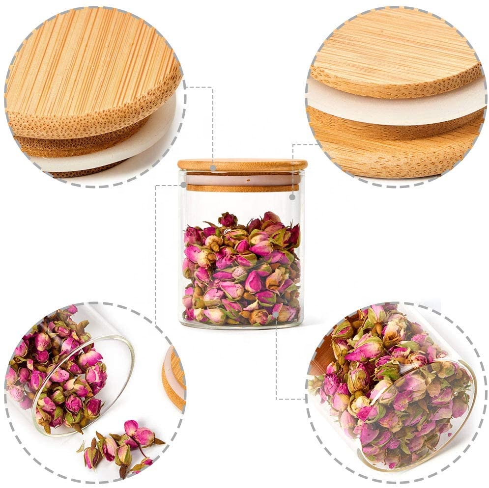 wholesale custom Food Storage Container Set mason jar with Bamboo Lids