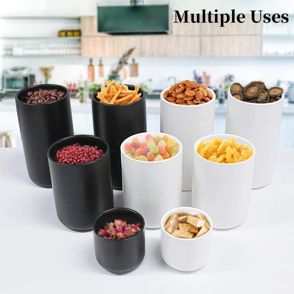 wholesale custom High quality Black Food Storage Canister jars with wooden lids