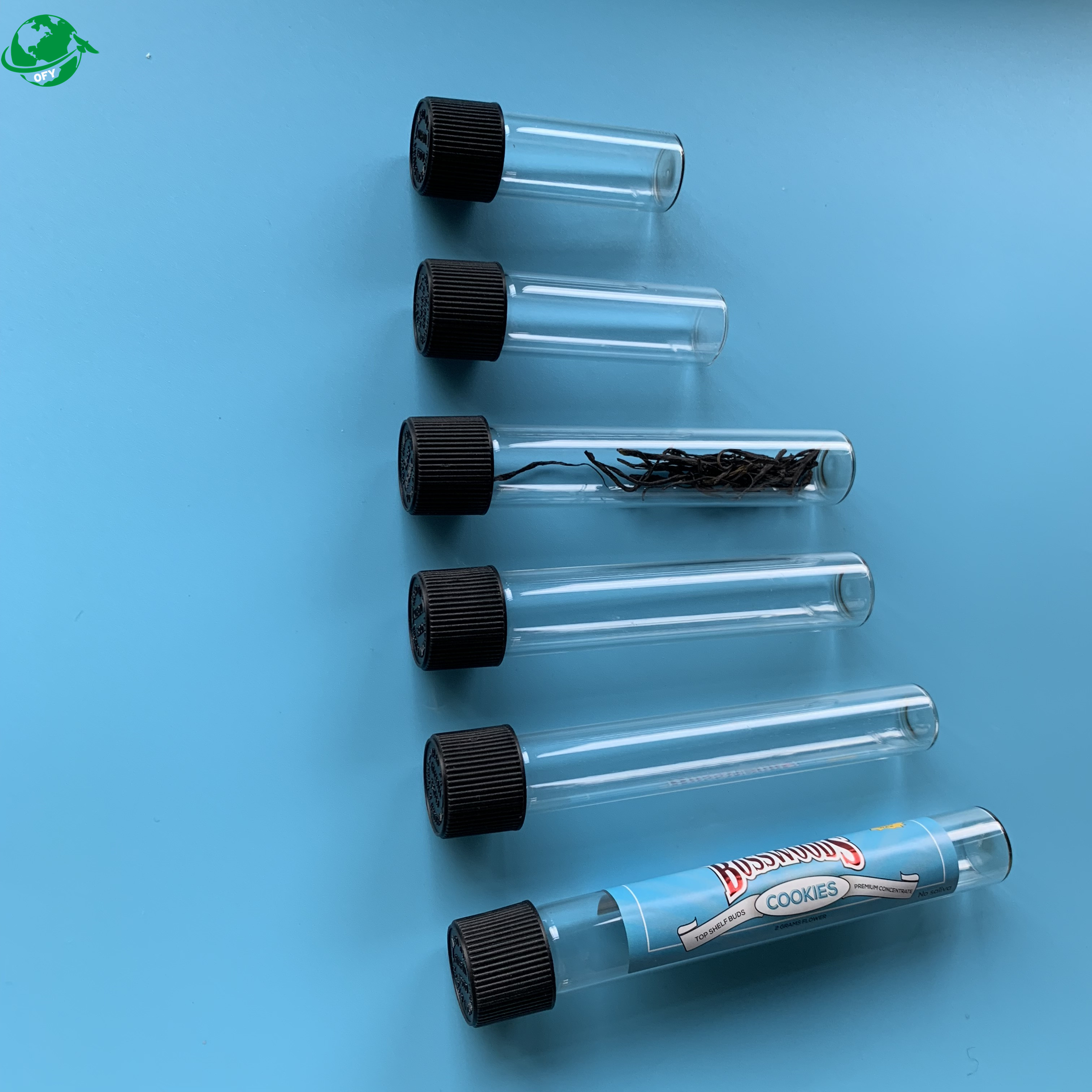 wholesale custom OEM glass pre roll tube with cork lid