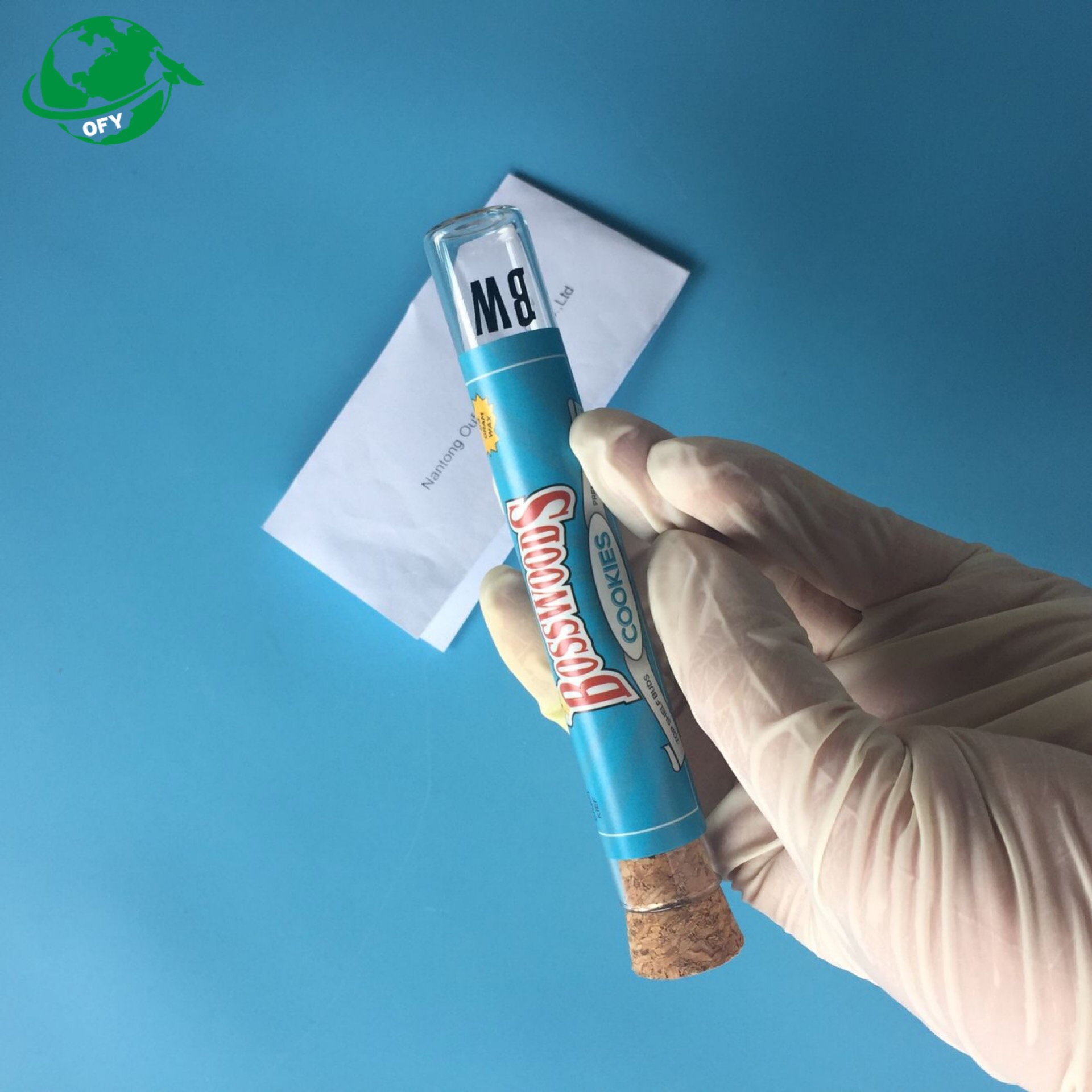 wholesale custom OEM glass pre roll tube with cork lid