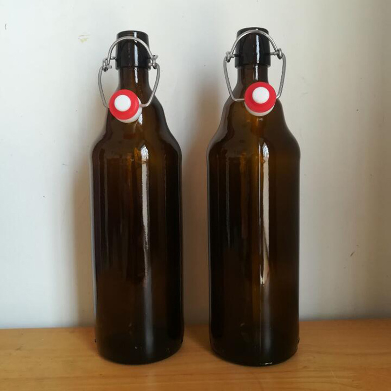 wholesale custom high quality amber glass beer bottles