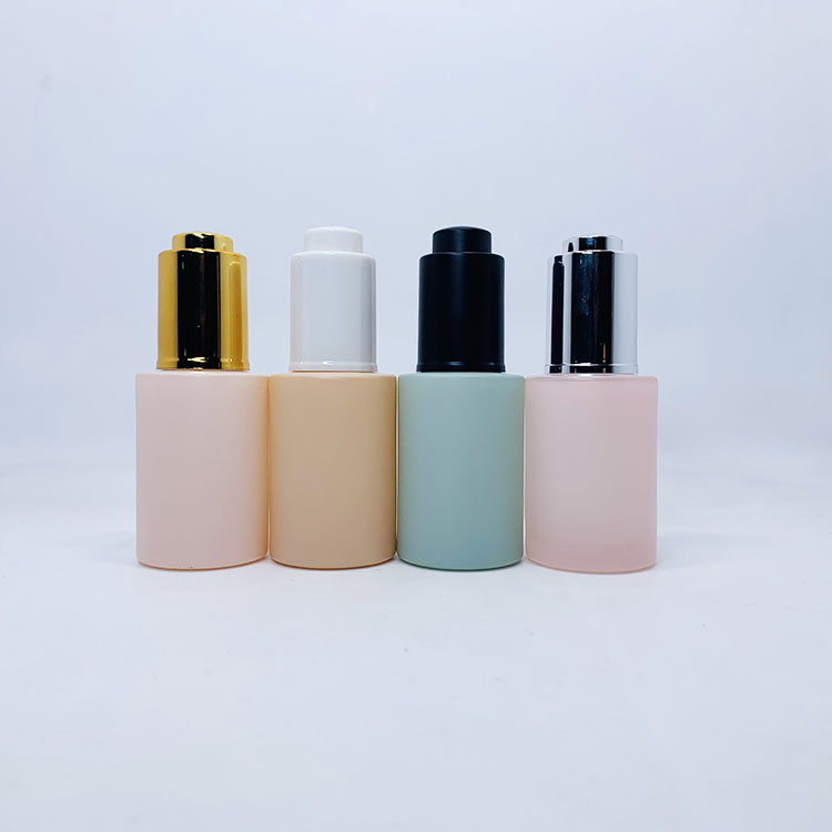 wholesale custom logo pastel color pink blue purple skin care serum bottle 30ml glass dropper bottle