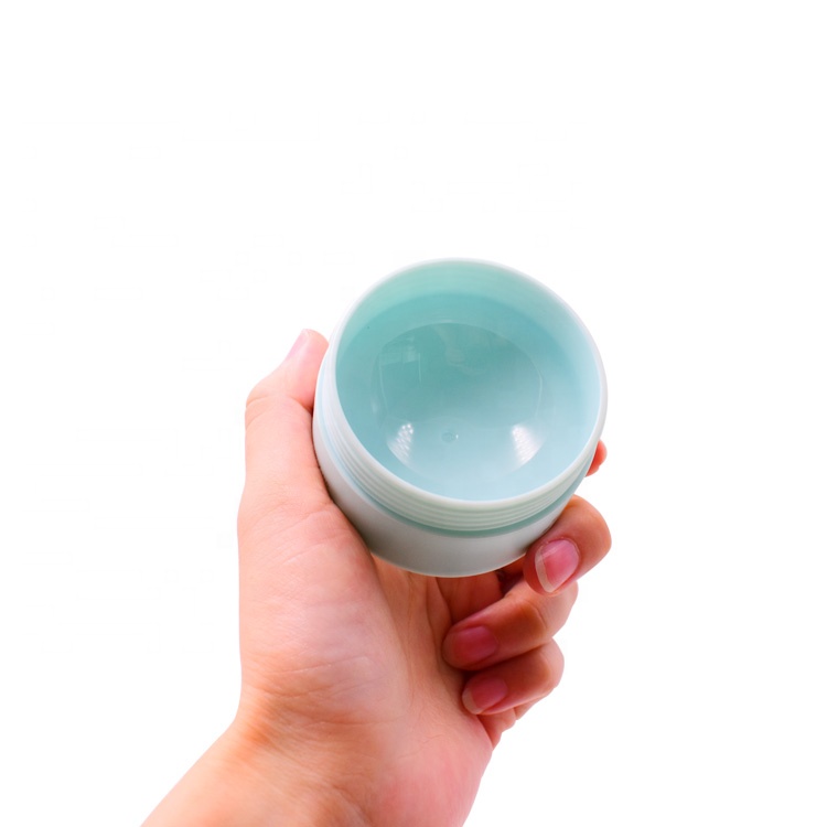 wholesale customized double wall face cream jar packaging, new food grade green PP plastic cream jar 50g