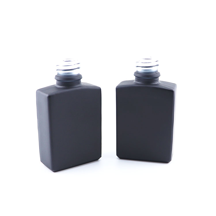 wholesale customized perfume glass dropper bottle empty essential oil rectangular black glass bottle 15ml 30ml 50ml 100ml