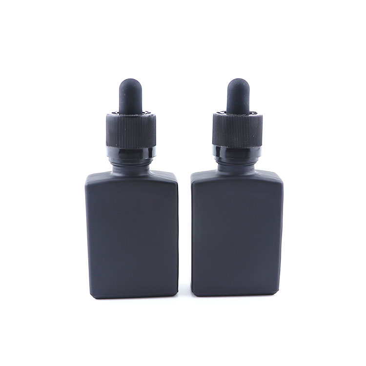wholesale customized perfume glass dropper bottle empty essential oil rectangular black glass bottle 15ml 30ml 50ml 100ml