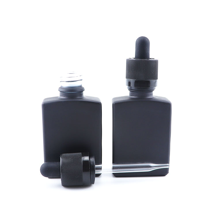 wholesale customized perfume glass dropper bottle empty essential oil rectangular black glass bottle 15ml 30ml 50ml 100ml