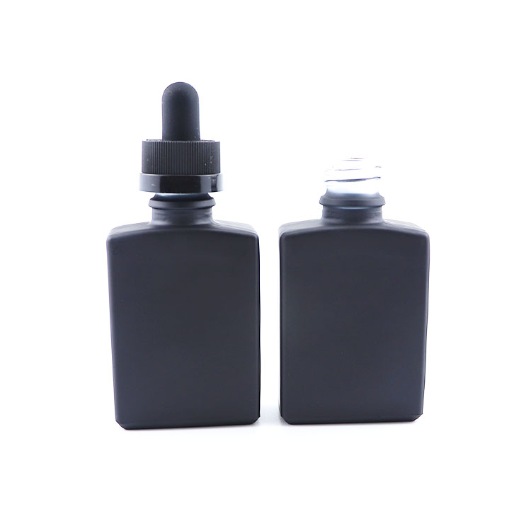 wholesale customized perfume glass dropper bottle empty essential oil rectangular black glass bottle 15ml 30ml 50ml 100ml