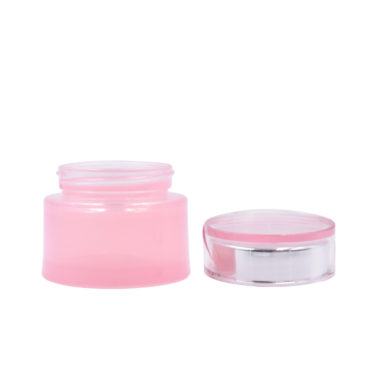 wholesale customized pink glass container skincare eye cream lotion glass jar