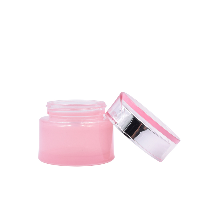 wholesale customized pink glass container skincare eye cream lotion glass jar