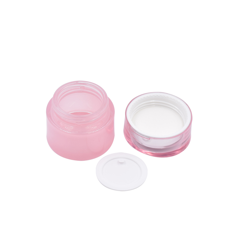 wholesale customized pink glass container skincare eye cream lotion glass jar