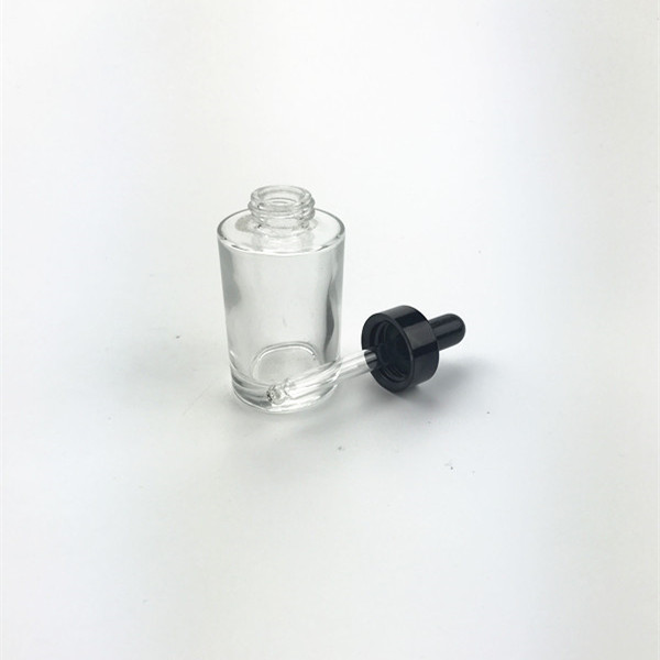 wholesale cylinder empty clear 30ml glass bottle with dropper