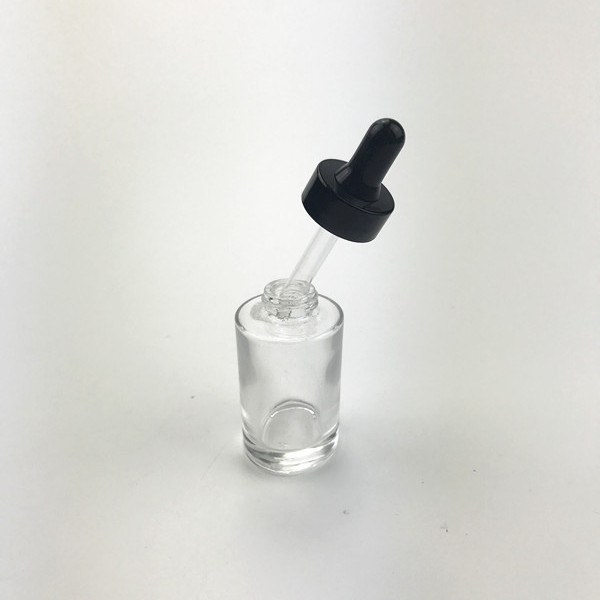 wholesale cylinder empty clear 30ml glass bottle with dropper
