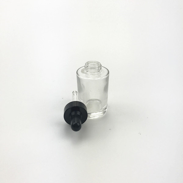 wholesale cylinder empty clear 30ml glass bottle with dropper