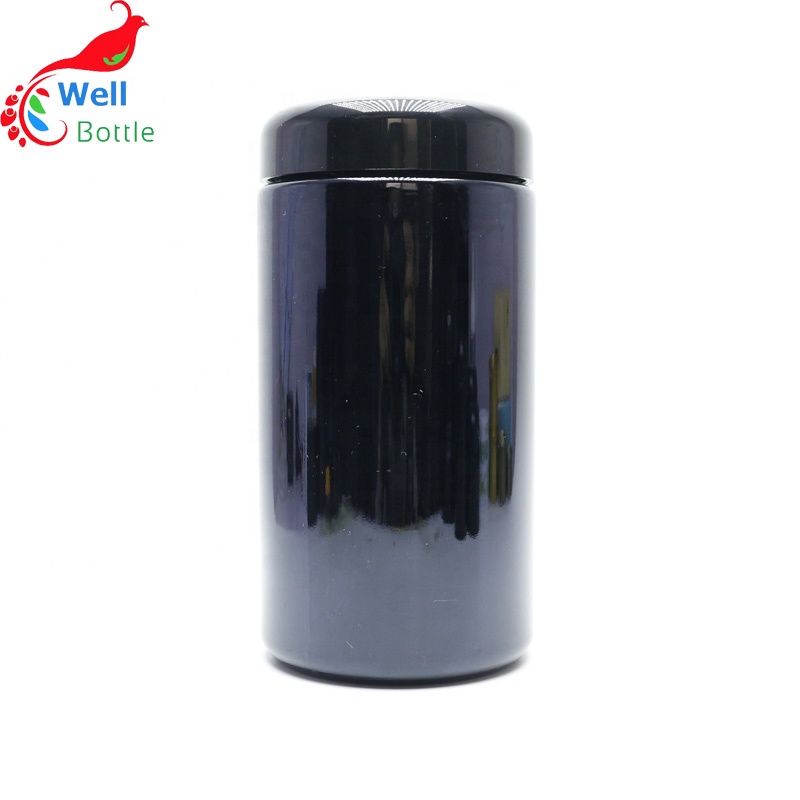 wholesale dark violet black hemp container round concentrate glass jar VJ-27S