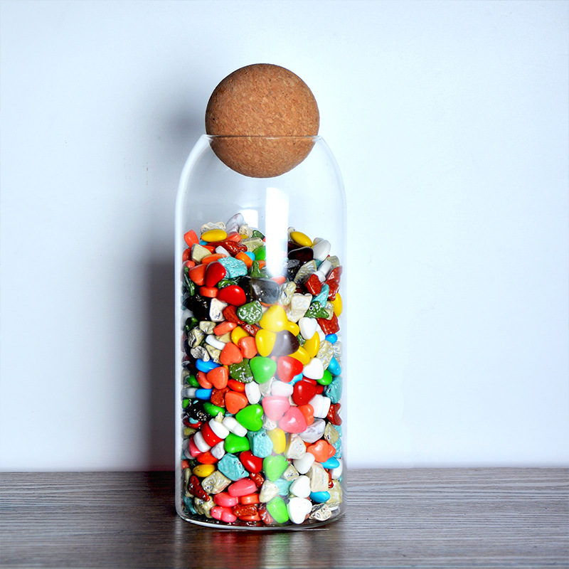 wholesale decorate sugar candy food glass jars bottles with cork lid
