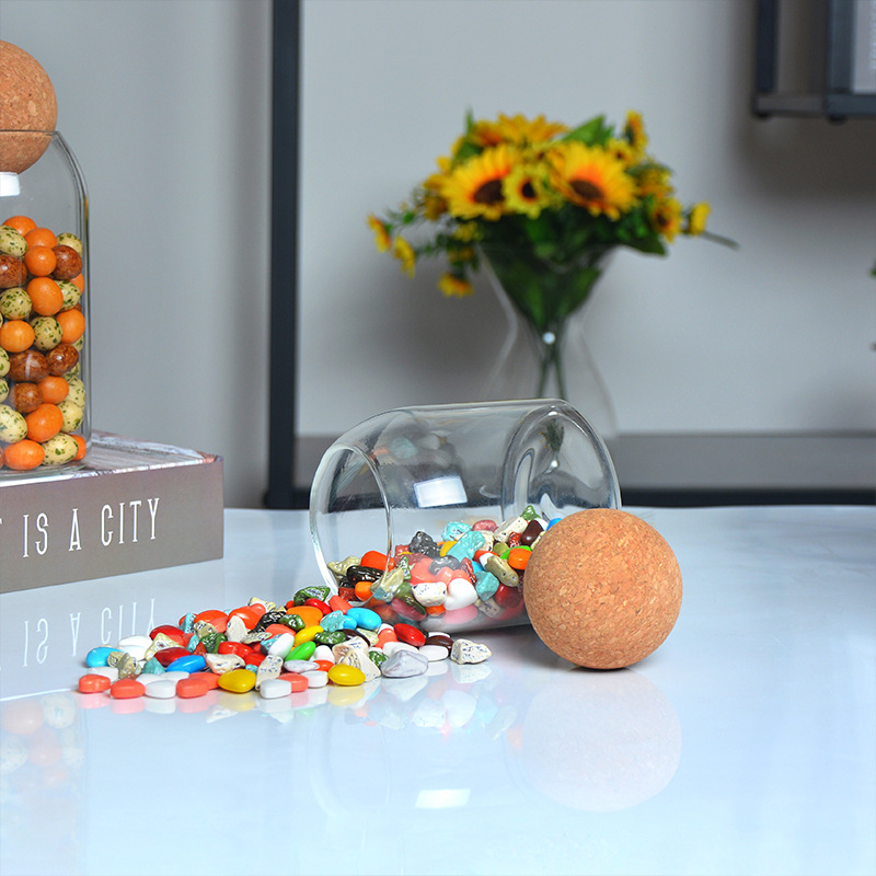 wholesale decorate sugar candy food glass jars bottles with cork lid
