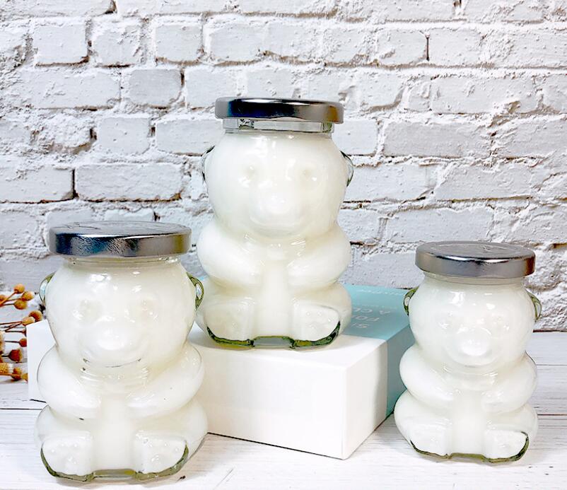 wholesale decorative teddy bear shaped clear glass jar and container supplier with lids