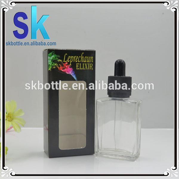 wholesale e liquid clear essential oil bottle with dropper square paper box for 30ml glass dropper bottles mass stock