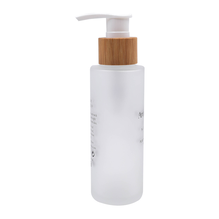 wholesale eco friendly cosmetic lotion serum glass bottle with bamboo pump