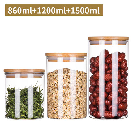 wholesale eco-friendly luxury 10oz round natural bamboo lid clear glass bottle cosmetic containers packaging
