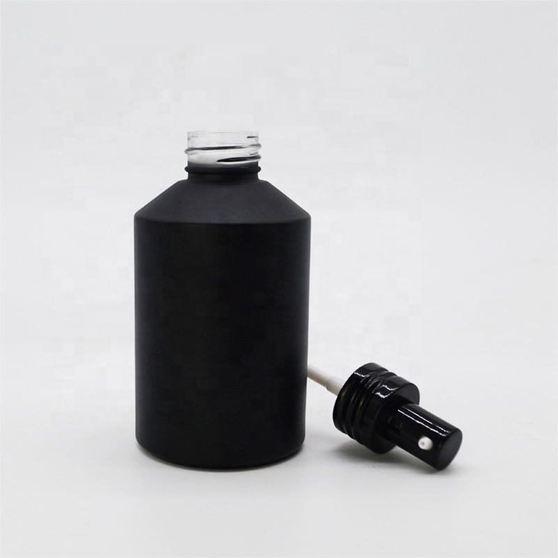 wholesale eco friendly matte frosted black 200ml glass bottle hand wash lotion bottle with pump