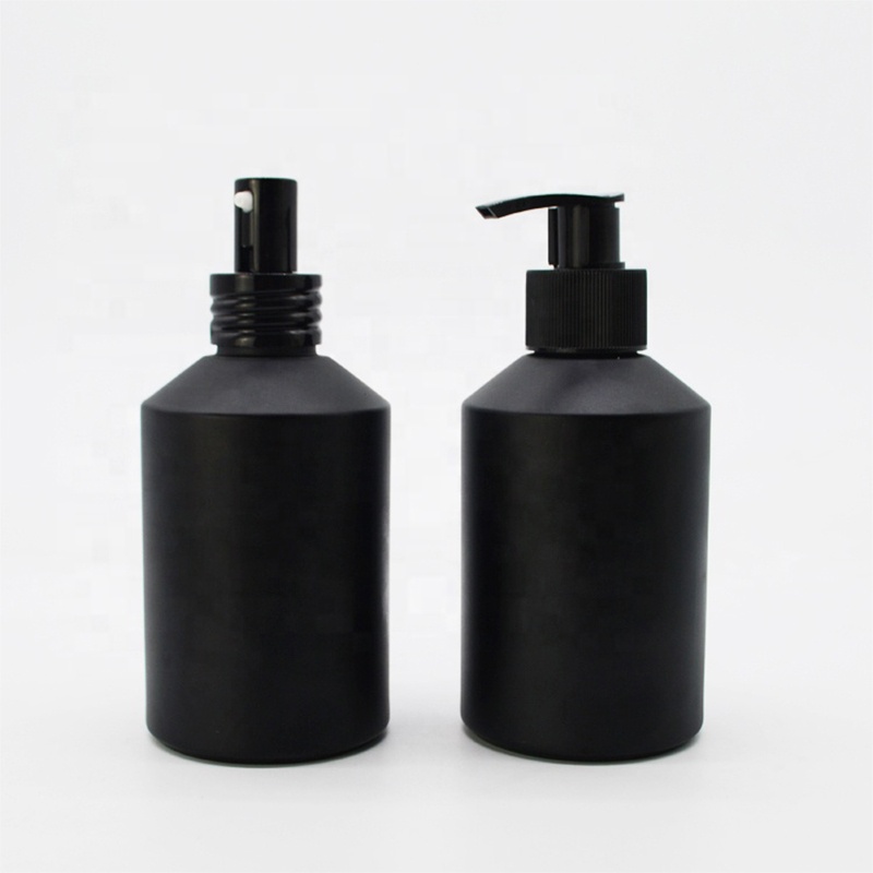 wholesale eco friendly matte frosted black 200ml glass bottle hand wash lotion bottle with pump