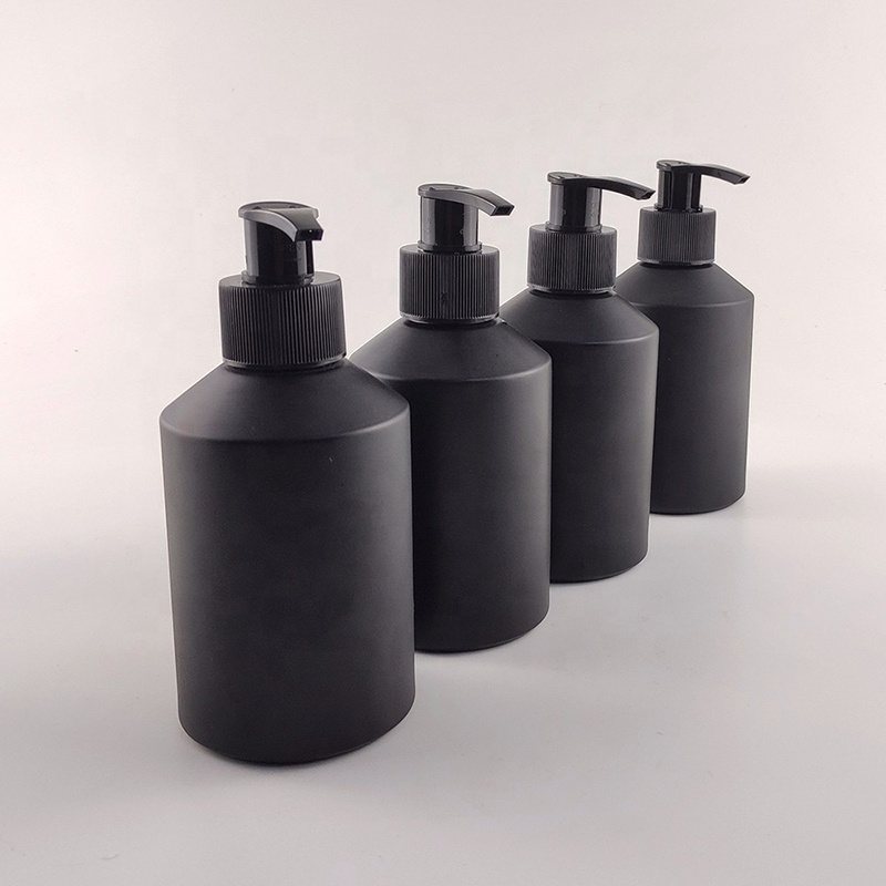 wholesale eco friendly matte frosted black 200ml glass bottle hand wash lotion bottle with pump