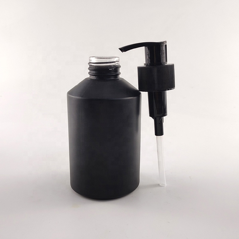 wholesale eco friendly matte frosted black 200ml glass bottle hand wash lotion bottle with pump