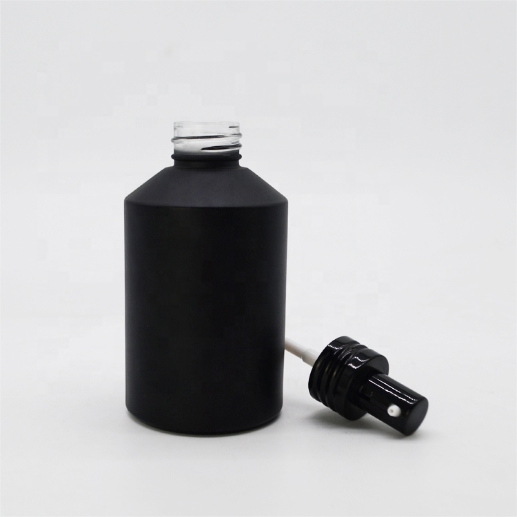 wholesale eco friendly matte frosted black 200ml glass bottle hand wash lotion bottle with pump