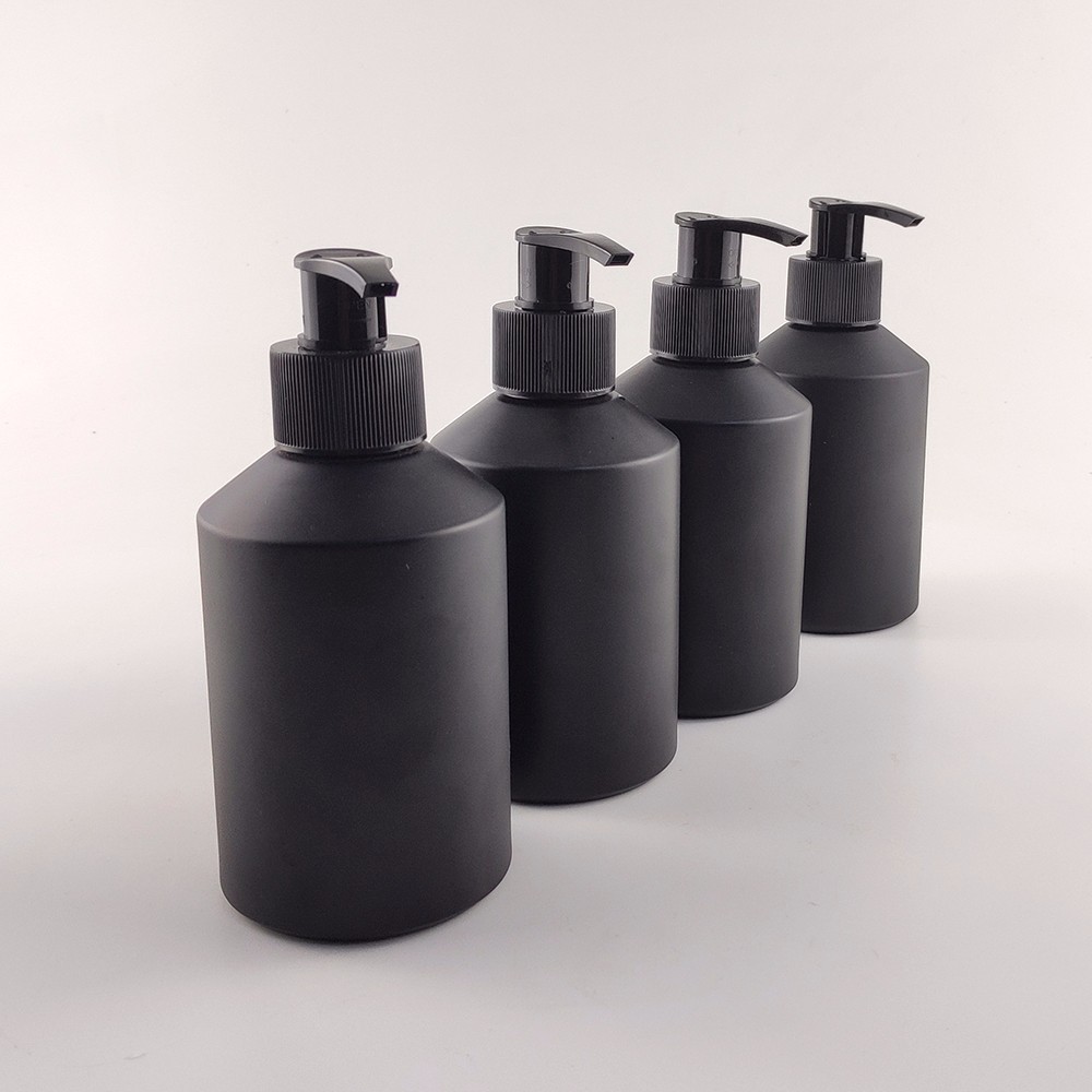wholesale eco friendly matte frosted black 200ml glass bottle hand wash lotion bottle with pump