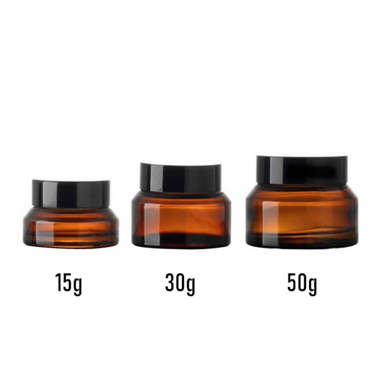 wholesale empty 15g 30g 50g amber Inclined shoulder glass jar cosmetic packaging container face cream glass jar