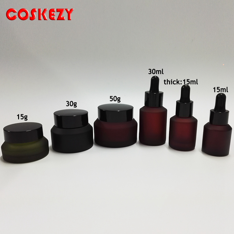 wholesale empty 15ml rose red frosted round glass essential oil dropper bottle,15 ml glass dropper container for essential oil