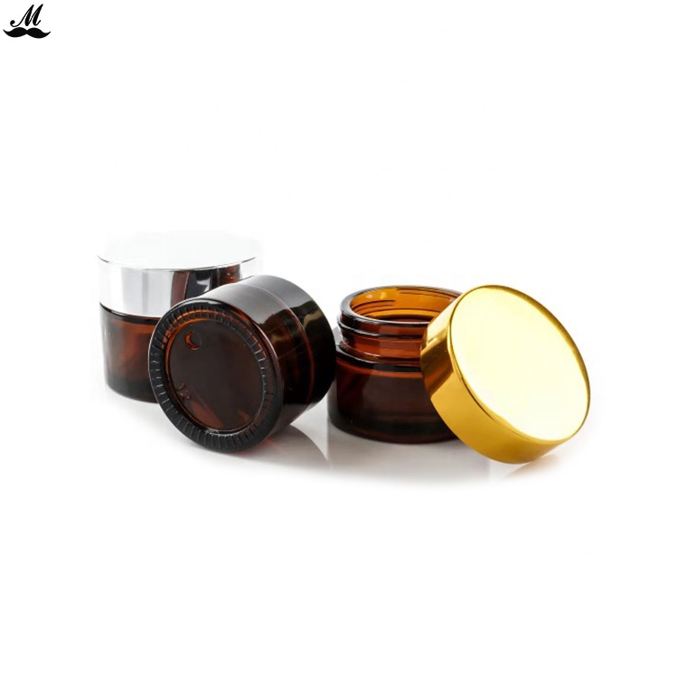wholesale empty 20g 30g 50g green amber clear  glass cosmetic facial cream glass jar