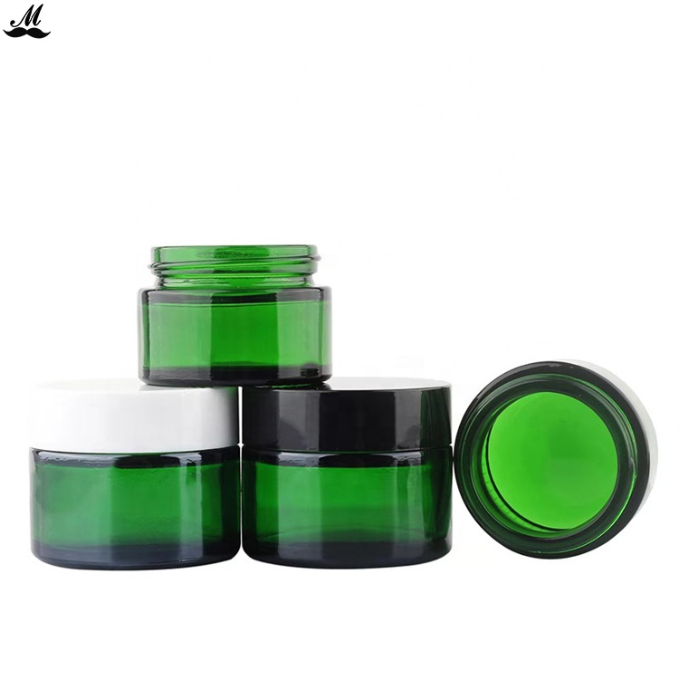 wholesale empty 20g 30g 50g green amber clear glass cosmetic facial cream glass jar