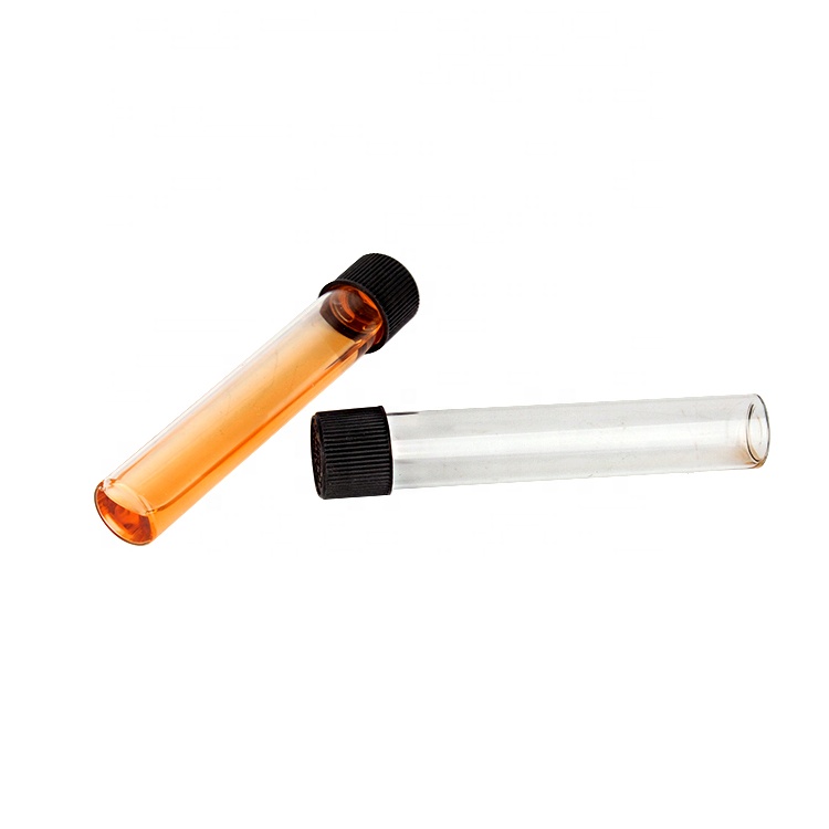 wholesale empty 20ml clear glass herbs pill infusion tube CR black lid