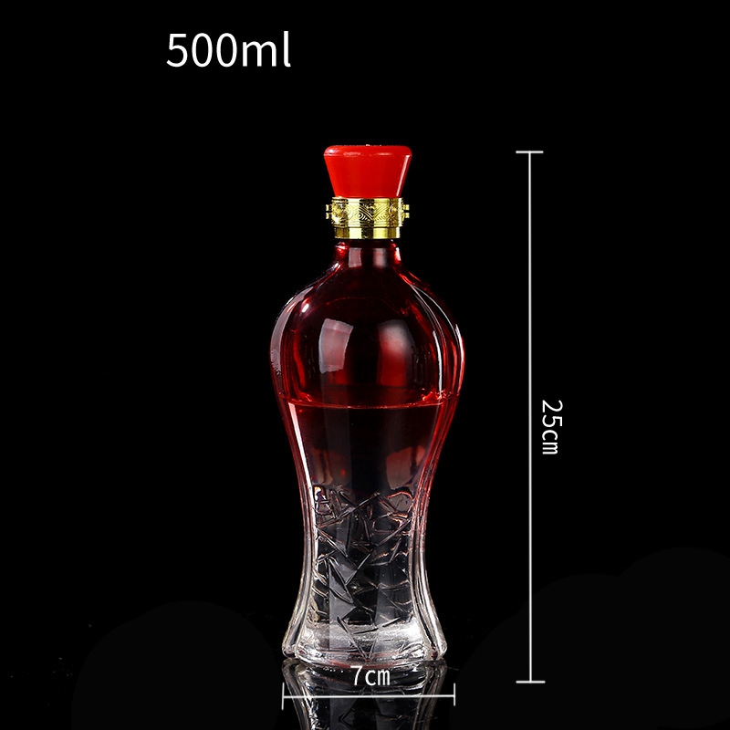 wholesale empty 500ml 700ml 750ml glass wine bottle with cap and lip for vodka XO