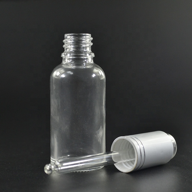 wholesale empty 5ml 10ml 15ml 20ml 30ml 50ml 100ml Push Button Serum Dropper glass essential oil bottle