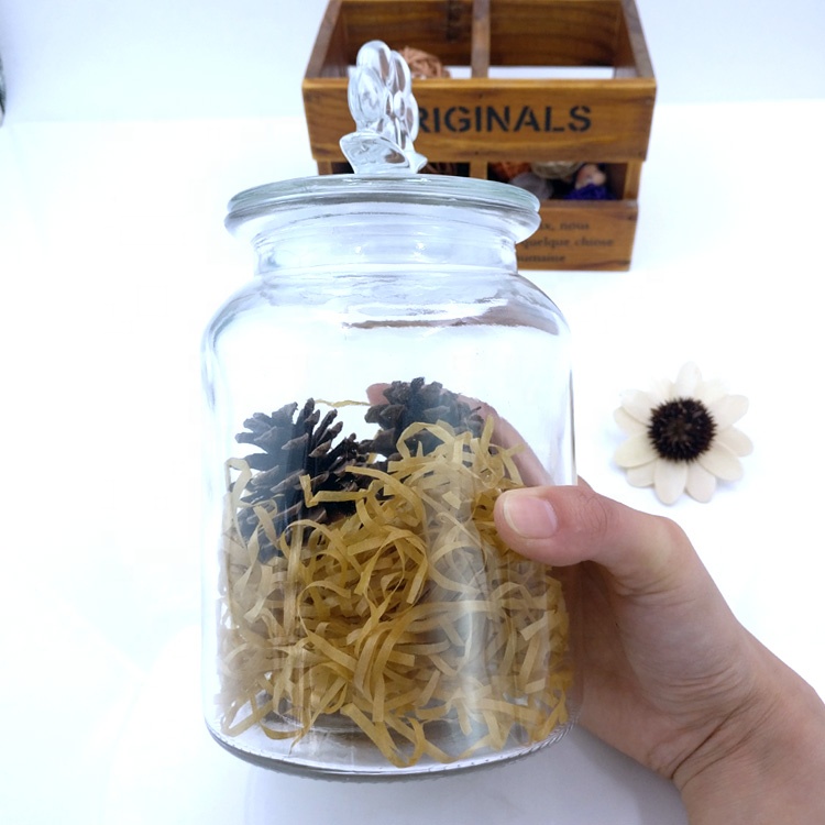 wholesale empty Food Storage Containers 900ml 30oz Clear Glass Canister Jar with Tight Lids for Kitchen home decoration Bathroom