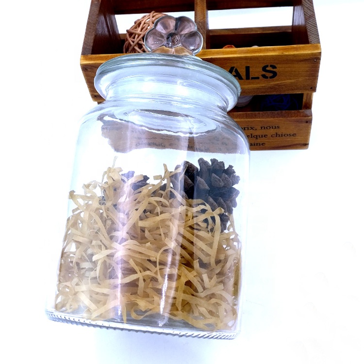 wholesale empty Food Storage Containers 900ml 30oz Clear Glass Canister Jar with Tight Lids for Kitchen home decoration Bathroom